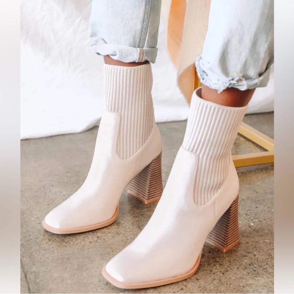 Lulu's Cream Heeled Boots